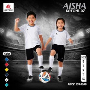 Áo thể thao trẻ em AISHA KOTOMI-07 màu trắng đen thanh lịch